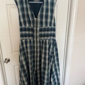 Anthropologie Blue and White Sleeveless A-Line Midi Dress